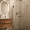 Shower enclosure Hietakari Vetro 543, black fittings, reeded glass