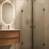 Shower enclosure Hietakari Vetro 543, black fittings, satin frosted glass