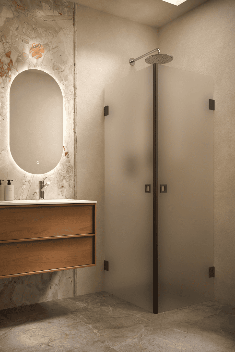 Shower enclosure Hietakari Vetro 543, black fittings, super bright satin glass