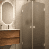 Shower enclosure Hietakari Vetro 543, white fittings, grey satin glass