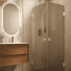 Shower enclosure Hietakari Vetro 543, white fittings, brown reeded glass