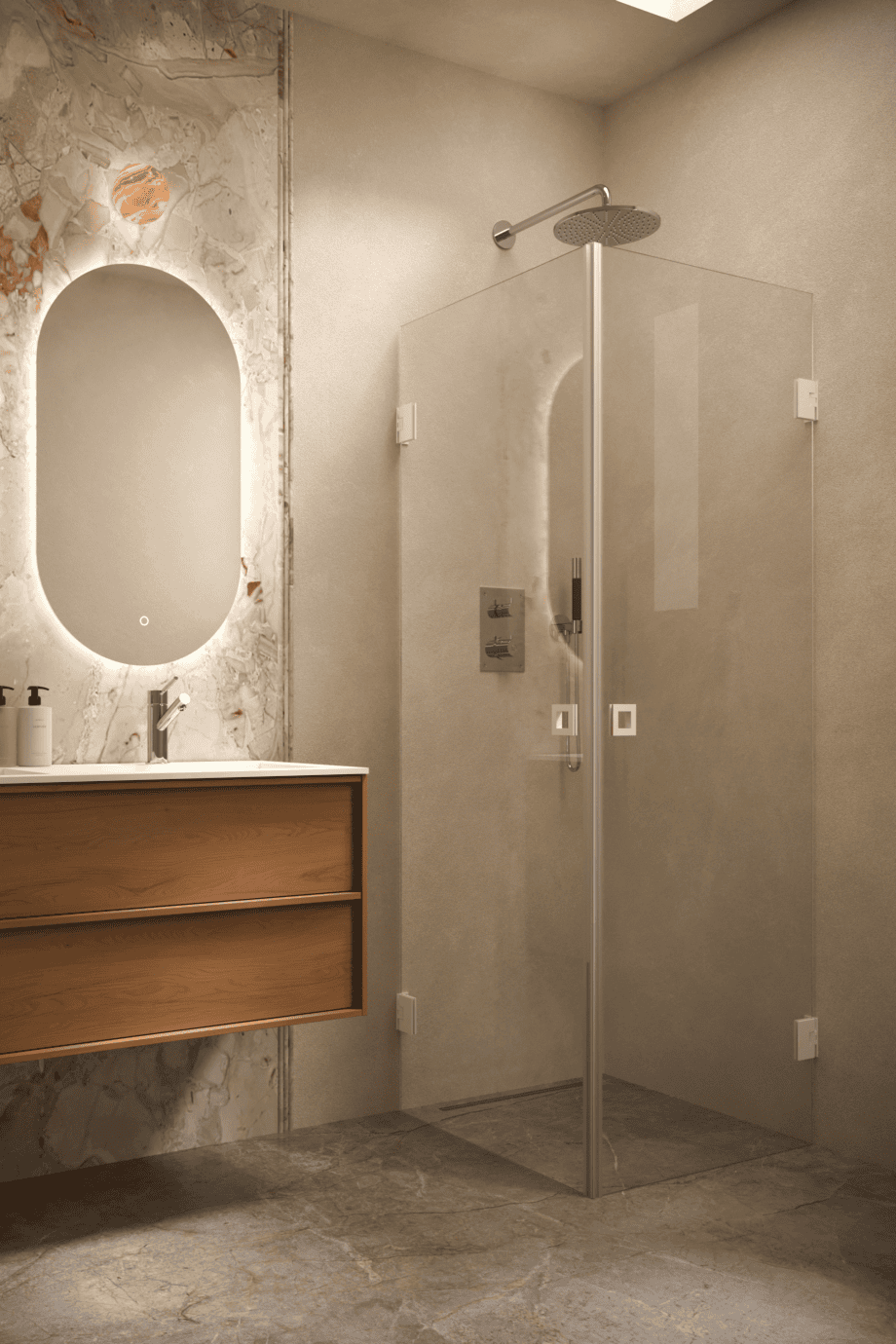 Shower enclosure Hietakari Vetro 543, white fittings, super bright glass