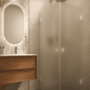 Shower enclosure Hietakari Vetro 543, white fittings, super bright satin glass