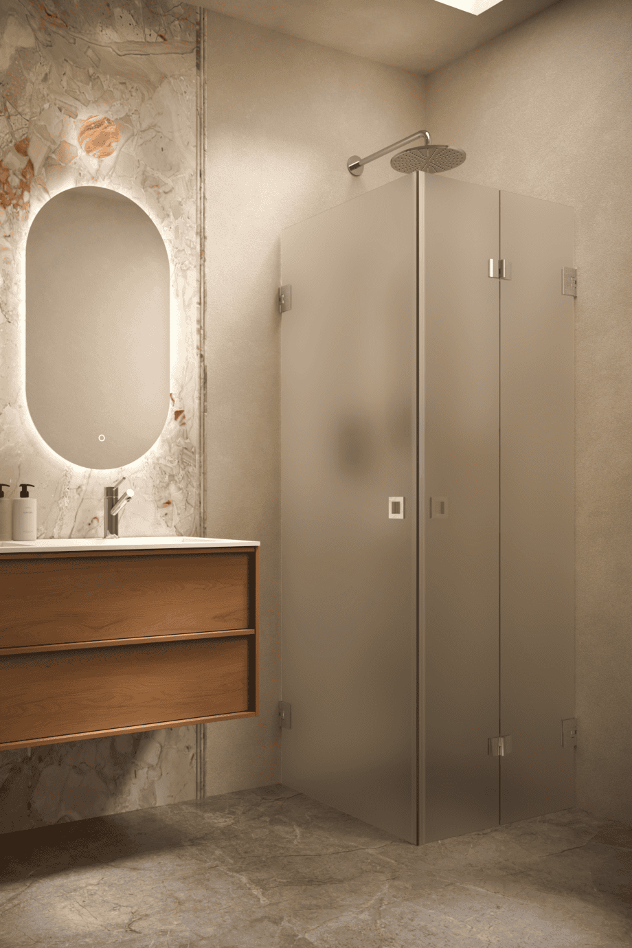 Shower enclosure Hietakari Vetro 544, chrome fittings, super bright satin glass Shower enclosure Hietakari Vetro 544, chrome fittings, super bright satin glass