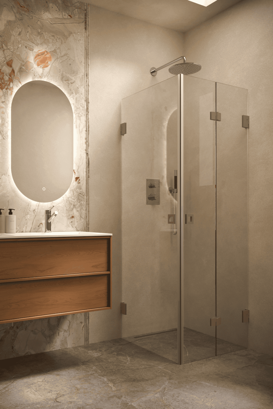 Shower enclosure Hietakari Vetro 544, Mocha fittings, clear glass Shower enclosure Hietakari Vetro 544, Mocha fittings, clear glass