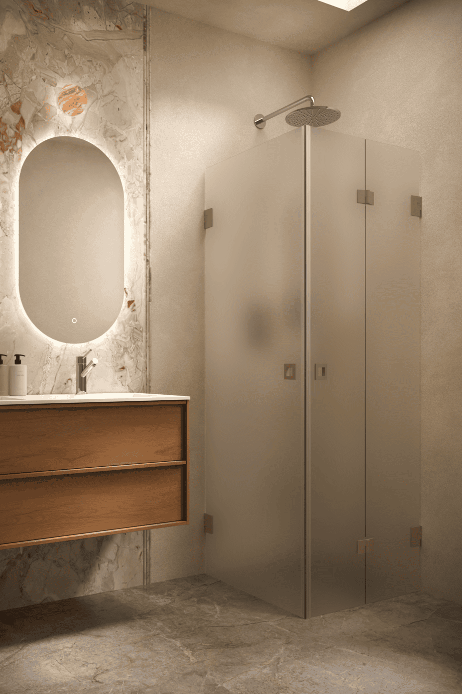 Shower enclosure Hietakari Vetro 544, Mocha fittings, super bright satin glass Shower enclosure Hietakari Vetro 544, Mocha fittings, super bright satin glass