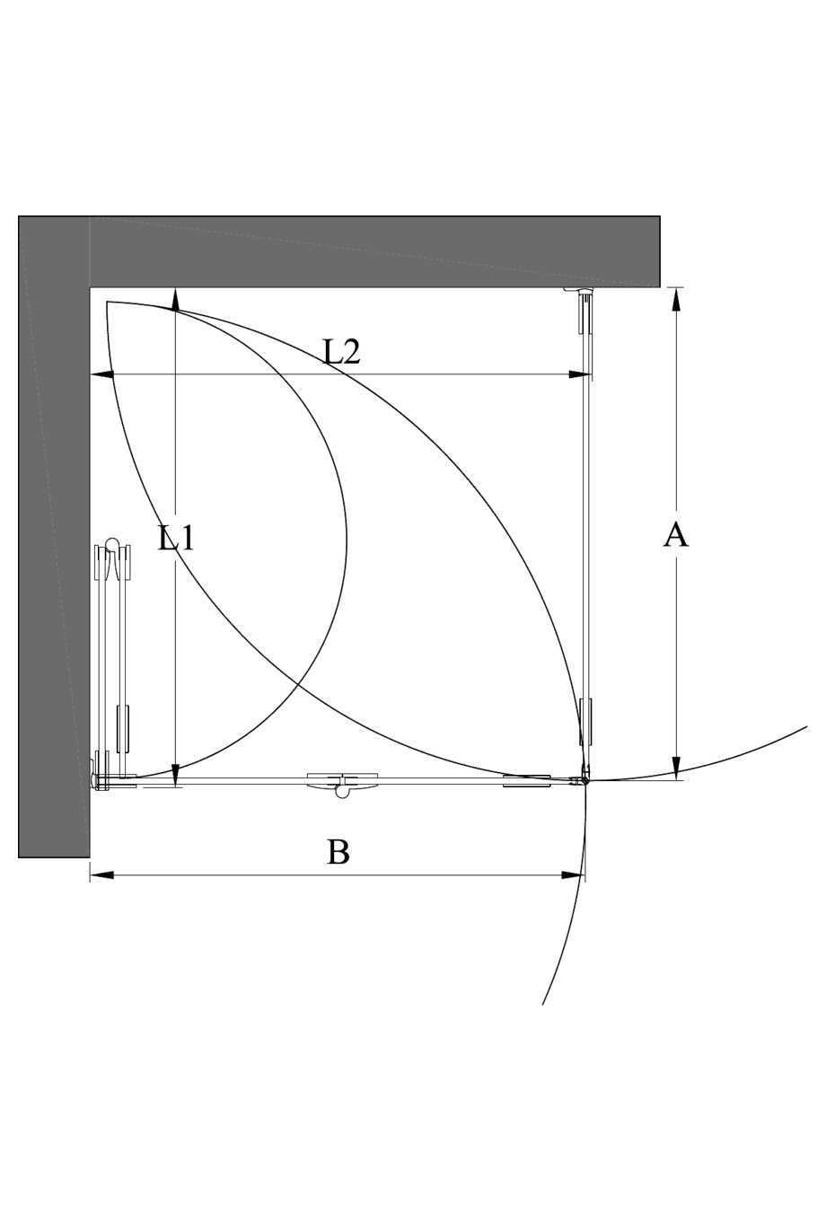 Shower enclosure Hietakari Vetro 544 ā dimension drawing Shower enclosure Hietakari Vetro 544 ā dimension drawing
