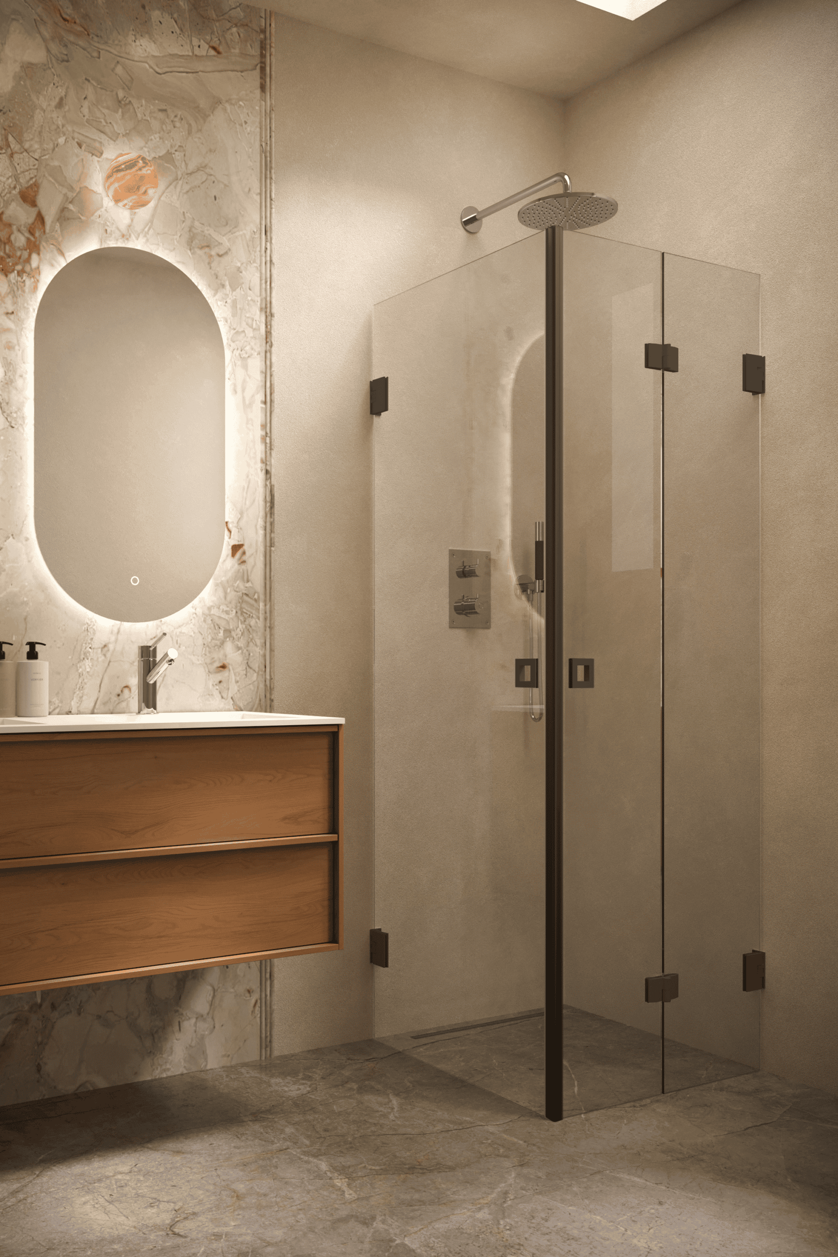 Shower enclosure Hietakari Vetro 544, black fittings, clear glass Shower enclosure Hietakari Vetro 544, black fittings, clear glass