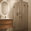 Shower enclosure Hietakari Vetro 544, black fittings, brown reeded glass Shower enclosure Hietakari Vetro 544, black fittings, brown reeded glass