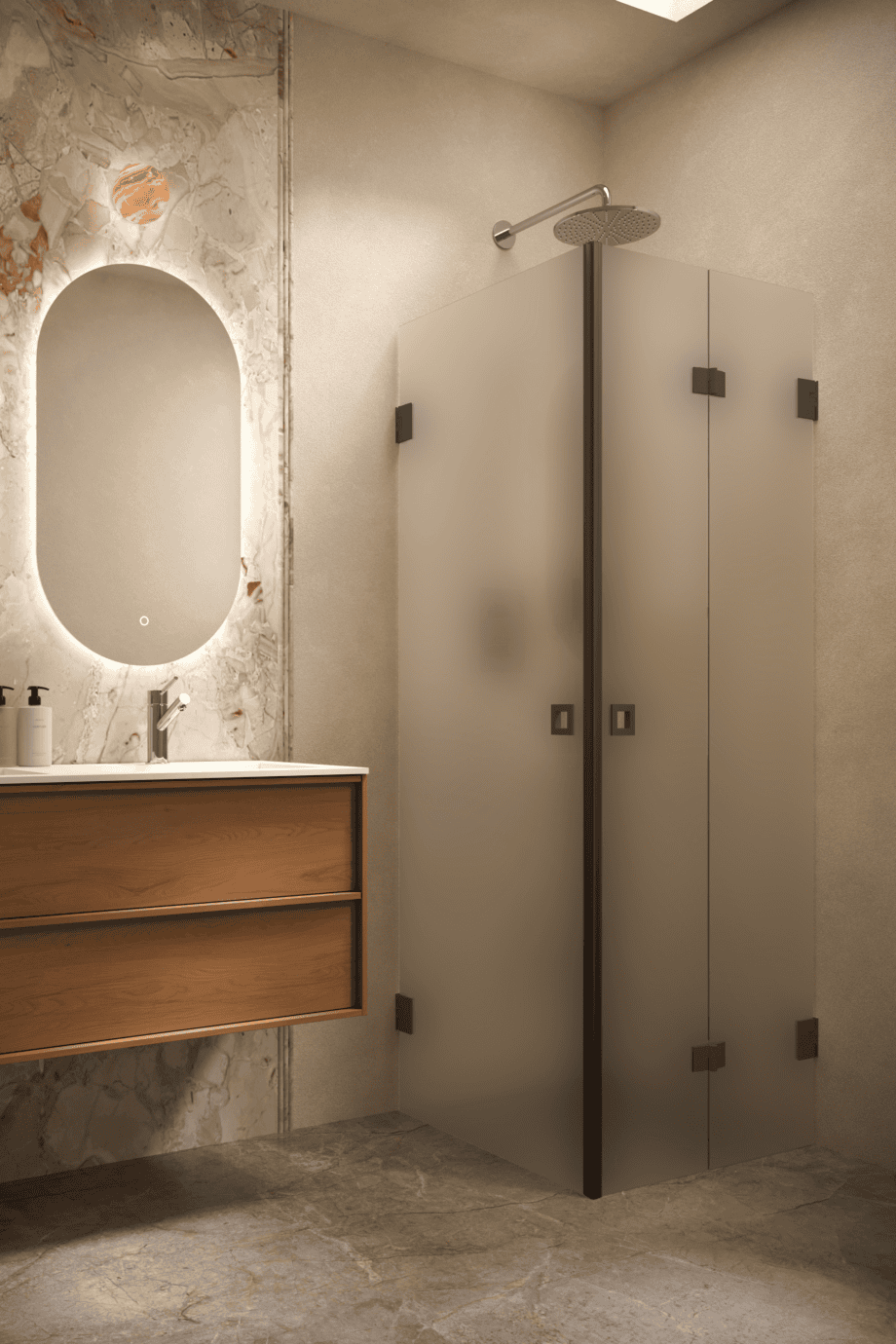 Shower enclosure Hietakari Vetro 544, black fittings, super bright satin glass Shower enclosure Hietakari Vetro 544, black fittings, super bright satin glass