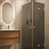 Shower enclosure Hietakari Vetro 544, Sand fittings, black glass Shower enclosure Hietakari Vetro 544, Sand fittings, black glass