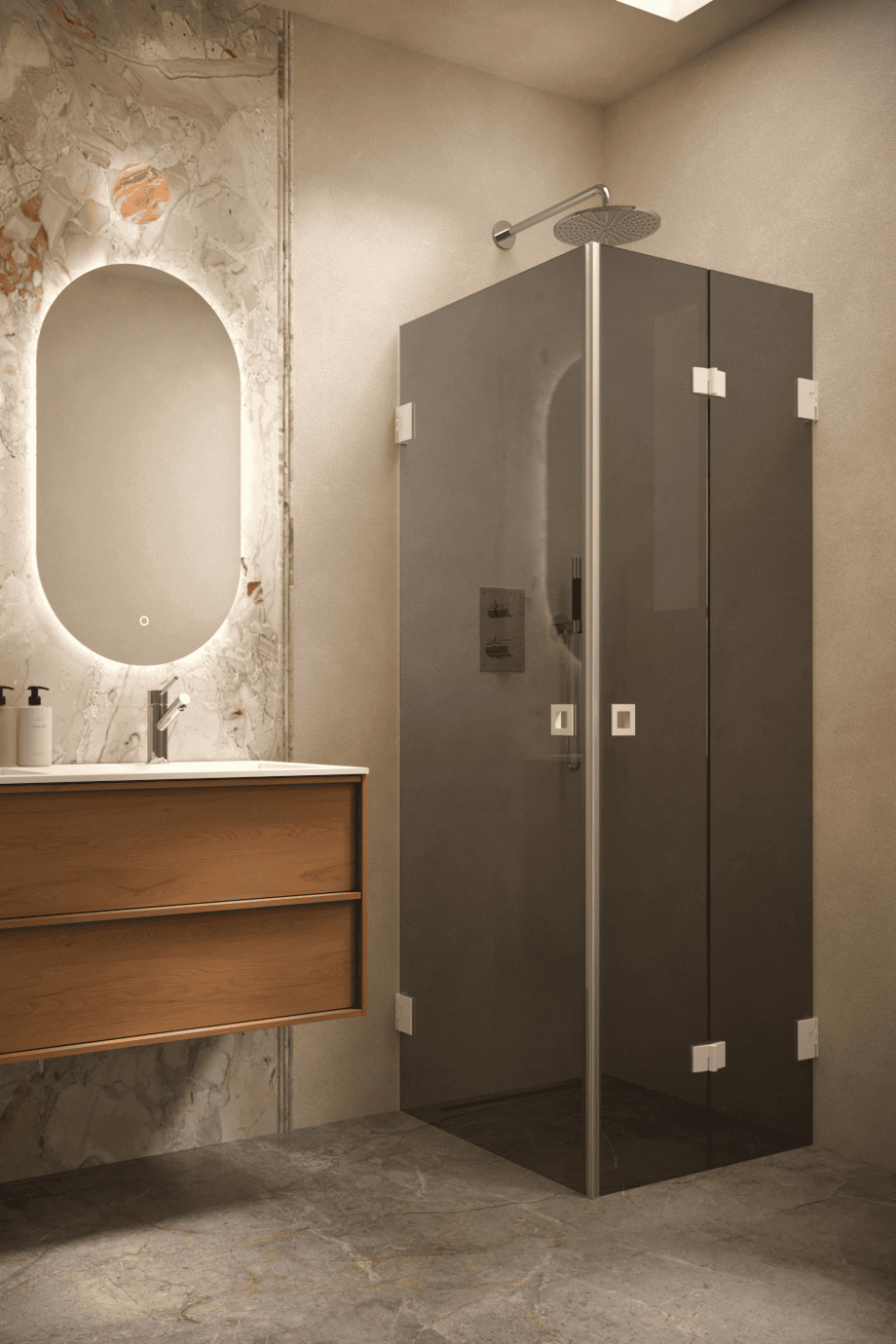 Shower enclosure Hietakari Vetro 544, white fittings, black glass Shower enclosure Hietakari Vetro 544, white fittings, black glass