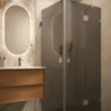 Shower enclosure Hietakari Vetro 545, chrome fittings, black glass Shower enclosure Hietakari Vetro 545, chrome fittings, black glass