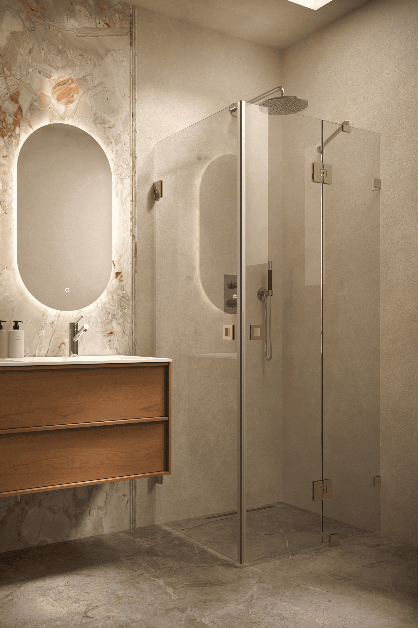 Shower enclosure Hietakari Vetro 545, brass fittings, clear glass Shower enclosure Hietakari Vetro 545, brass fittings, clear glass