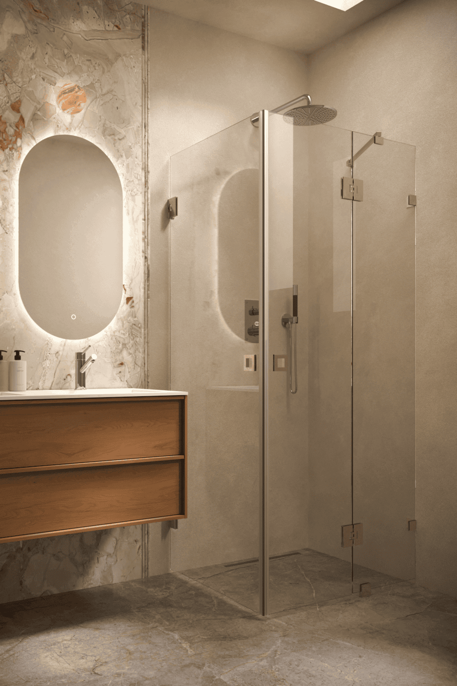 Shower enclosure Hietakari Vetro 545, brass fittings, super bright glass Shower enclosure Hietakari Vetro 545, brass fittings, super bright glass