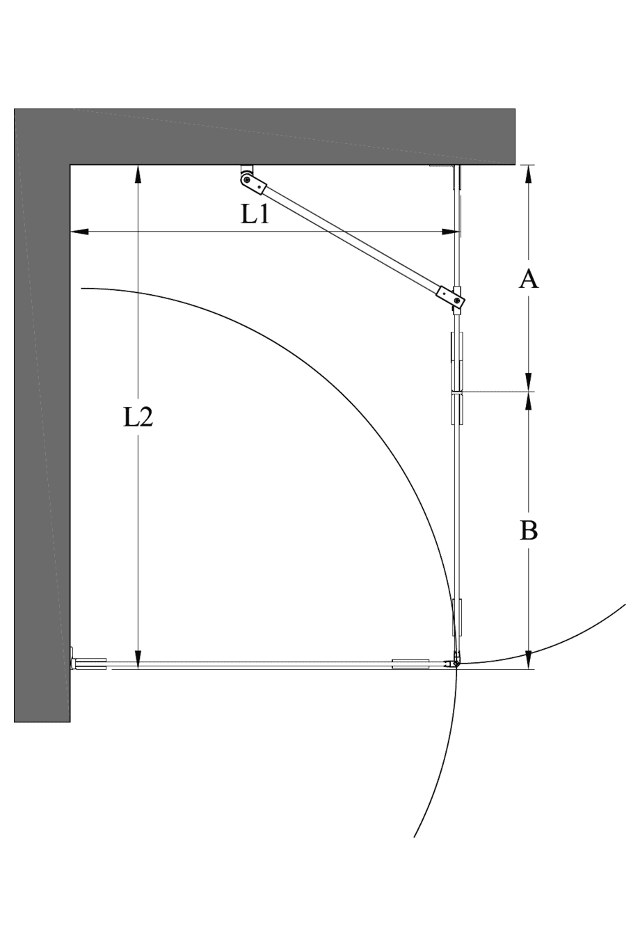 Shower enclosure Hietakari Vetro 545 – dimension drawing Shower enclosure Hietakari Vetro 545 – dimension drawing