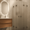 Shower enclosure Hietakari Vetro 546, Cocoa fittings, satin frosted glass Shower enclosure Hietakari Vetro 546, Cocoa fittings, satin frosted glass