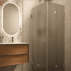 Shower enclosure Hietakari Vetro 546, brushed fittings, grey satin glass Shower enclosure Hietakari Vetro 546, brushed fittings, grey satin glass