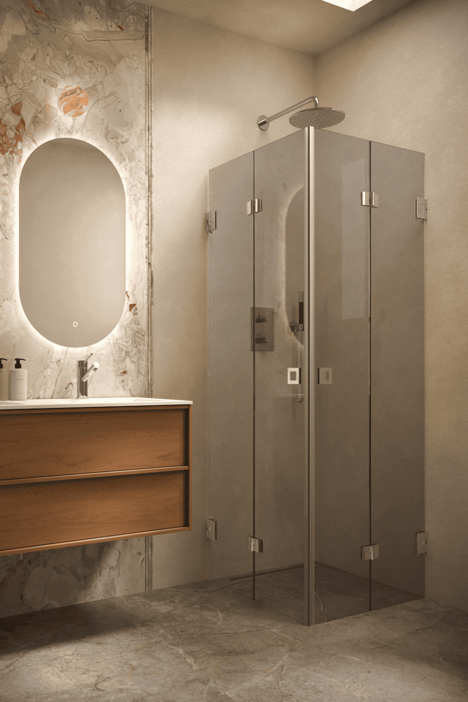 Shower enclosure Hietakari Vetro 546, chrome fittings, grey tinted glass Shower enclosure Hietakari Vetro 546, chrome fittings, grey tinted glass