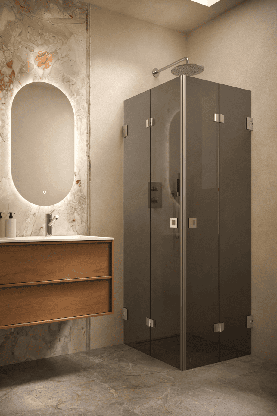 Shower enclosure Hietakari Vetro 546, chrome fittings, black glass Shower enclosure Hietakari Vetro 546, chrome fittings, black glass