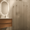 Shower enclosure Hietakari Vetro 546, brass fittings, satin frosted glass Shower enclosure Hietakari Vetro 546, brass fittings, satin frosted glass