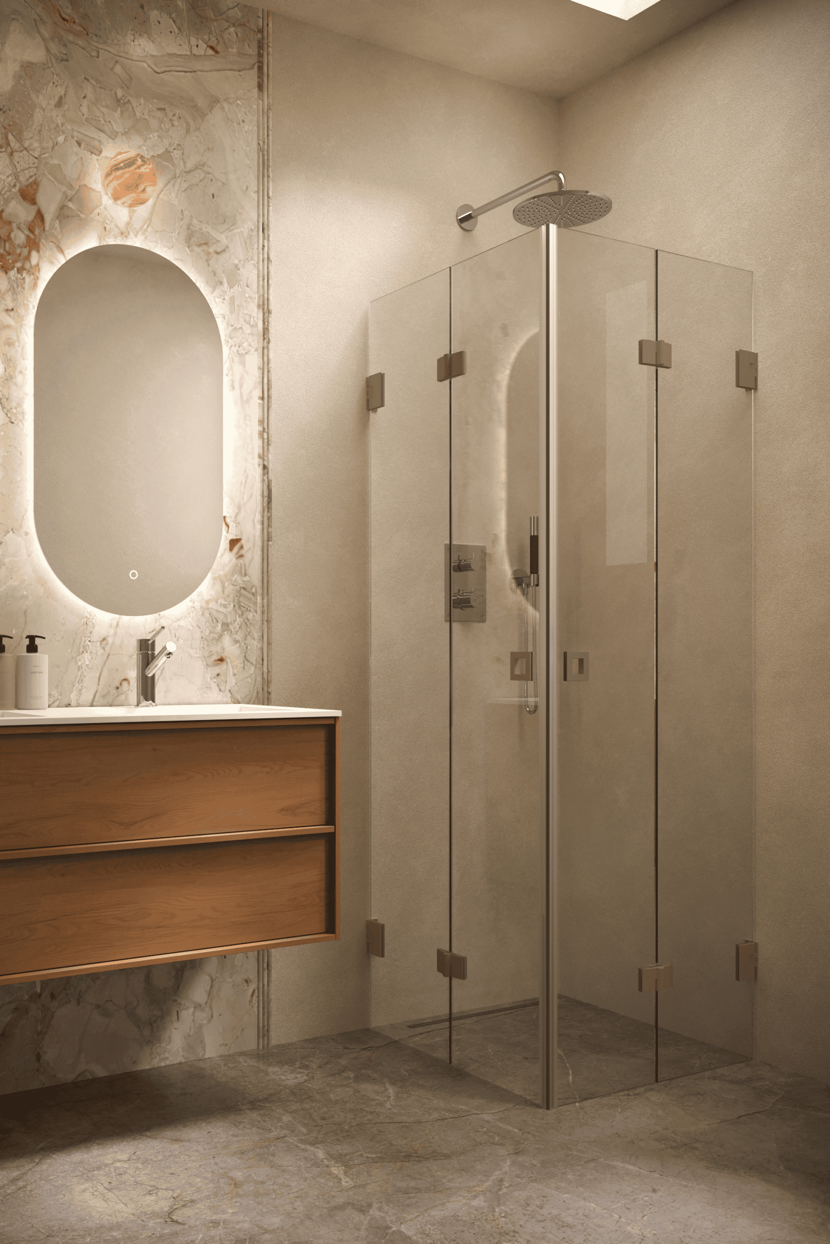 Shower enclosure Hietakari Vetro 546, Mocha fittings, clear glass Shower enclosure Hietakari Vetro 546, Mocha fittings, clear glass