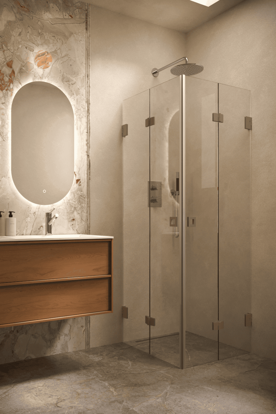 Shower enclosure Hietakari Vetro 546, Mocha fittings, super bright glass Shower enclosure Hietakari Vetro 546, Mocha fittings, super bright glass