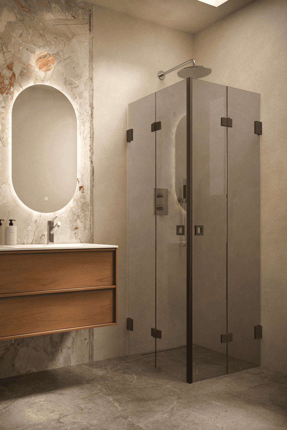 Shower enclosure Hietakari Vetro 546, black fittings, grey tinted glass Shower enclosure Hietakari Vetro 546, black fittings, grey tinted glass