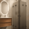 Shower enclosure Hietakari Vetro 546, black fittings, grey satin glass Shower enclosure Hietakari Vetro 546, black fittings, grey satin glass