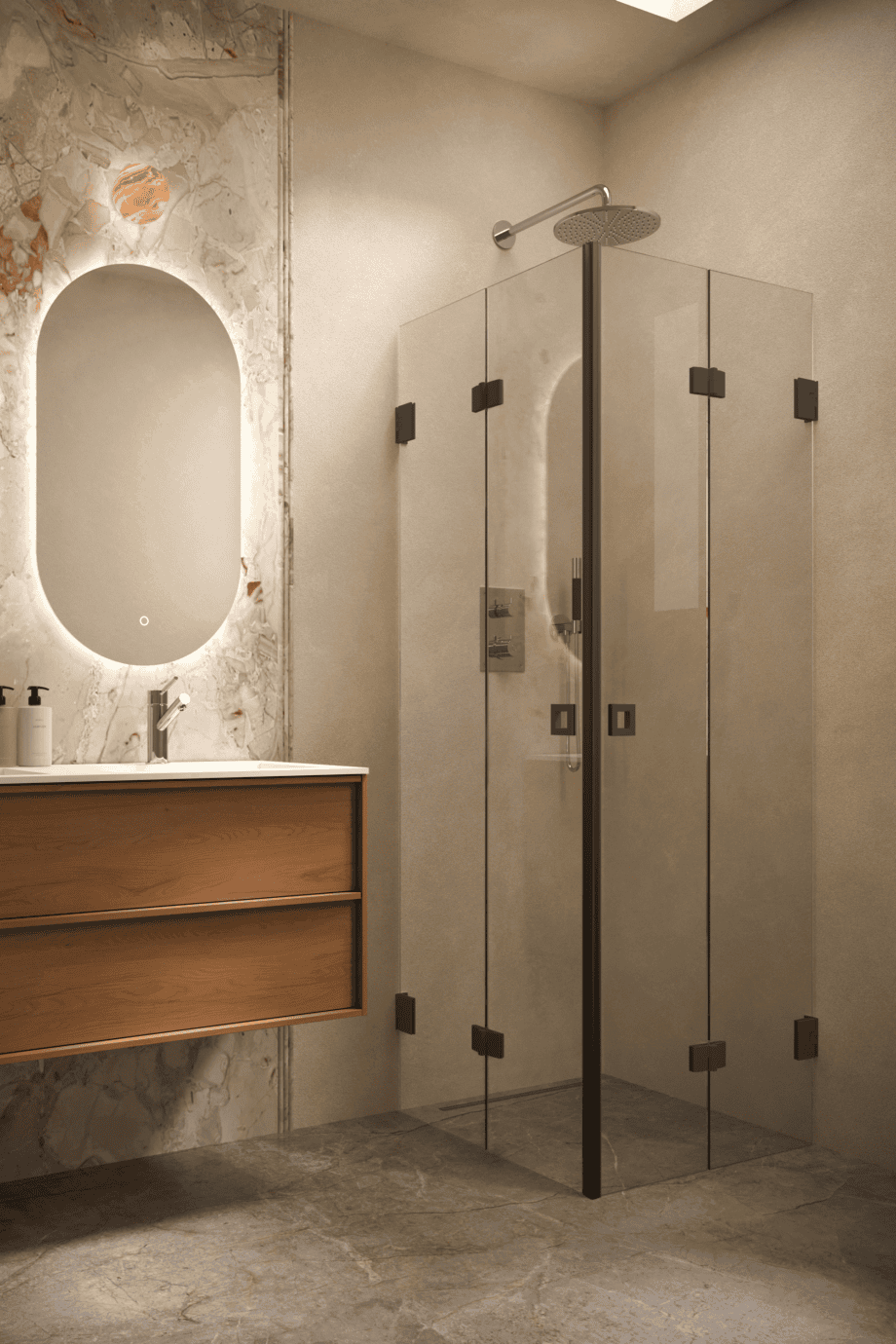 Shower enclosure Hietakari Vetro 546, black fittings, clear glass Shower enclosure Hietakari Vetro 546, black fittings, clear glass