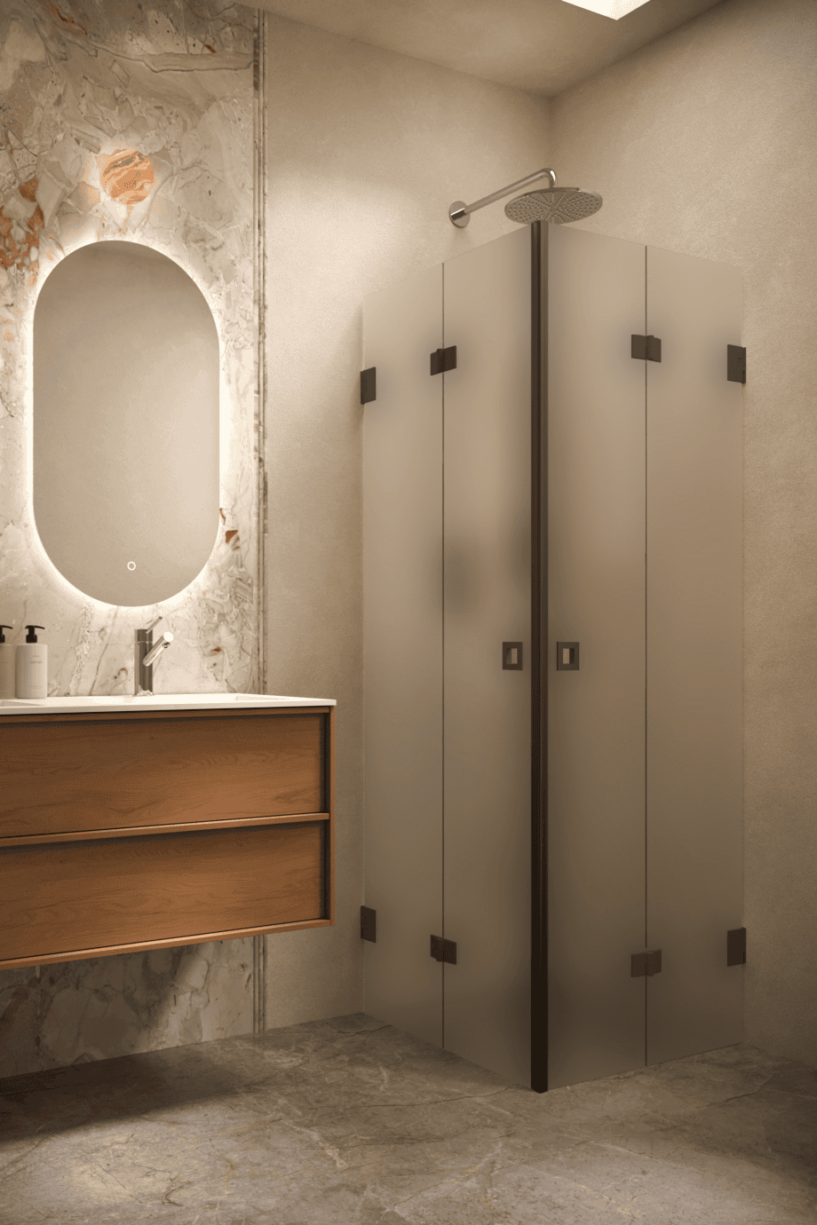 Shower enclosure Hietakari Vetro 546, black fittings, super bright satin glass Shower enclosure Hietakari Vetro 546, black fittings, super bright satin glass