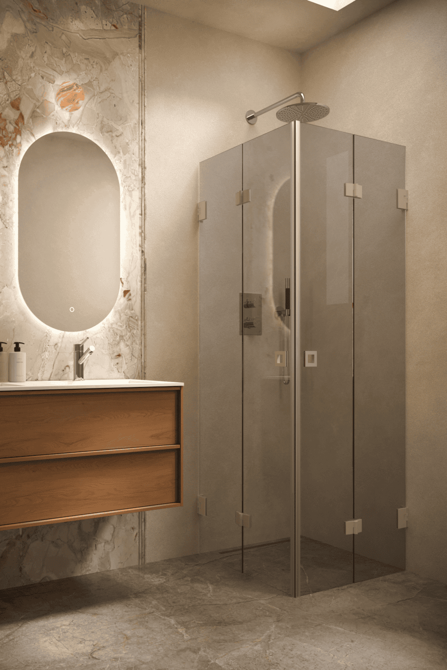 Shower enclosure Hietakari Vetro 546, Sand fittings, grey tinted glass Shower enclosure Hietakari Vetro 546, Sand fittings, grey tinted glass