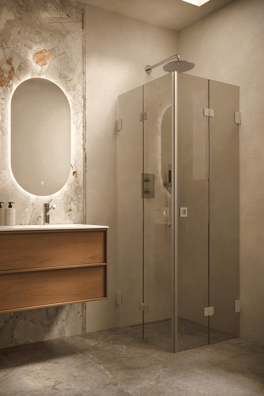 Shower enclosure Hietakari Vetro 546, Sand fittings, bronze tinted glass Shower enclosure Hietakari Vetro 546, Sand fittings, bronze tinted glass