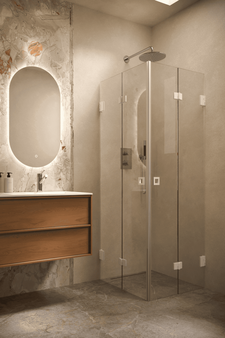 Shower enclosure Hietakari Vetro 546, white fittings, super bright glass Shower enclosure Hietakari Vetro 546, white fittings, super bright glass