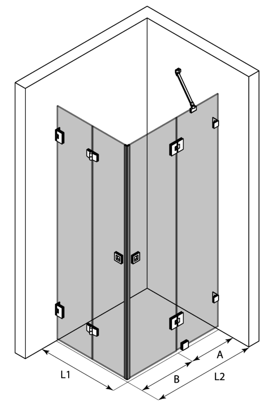 Shower enclosure Hietakari Vetro 547 – 3D drawing