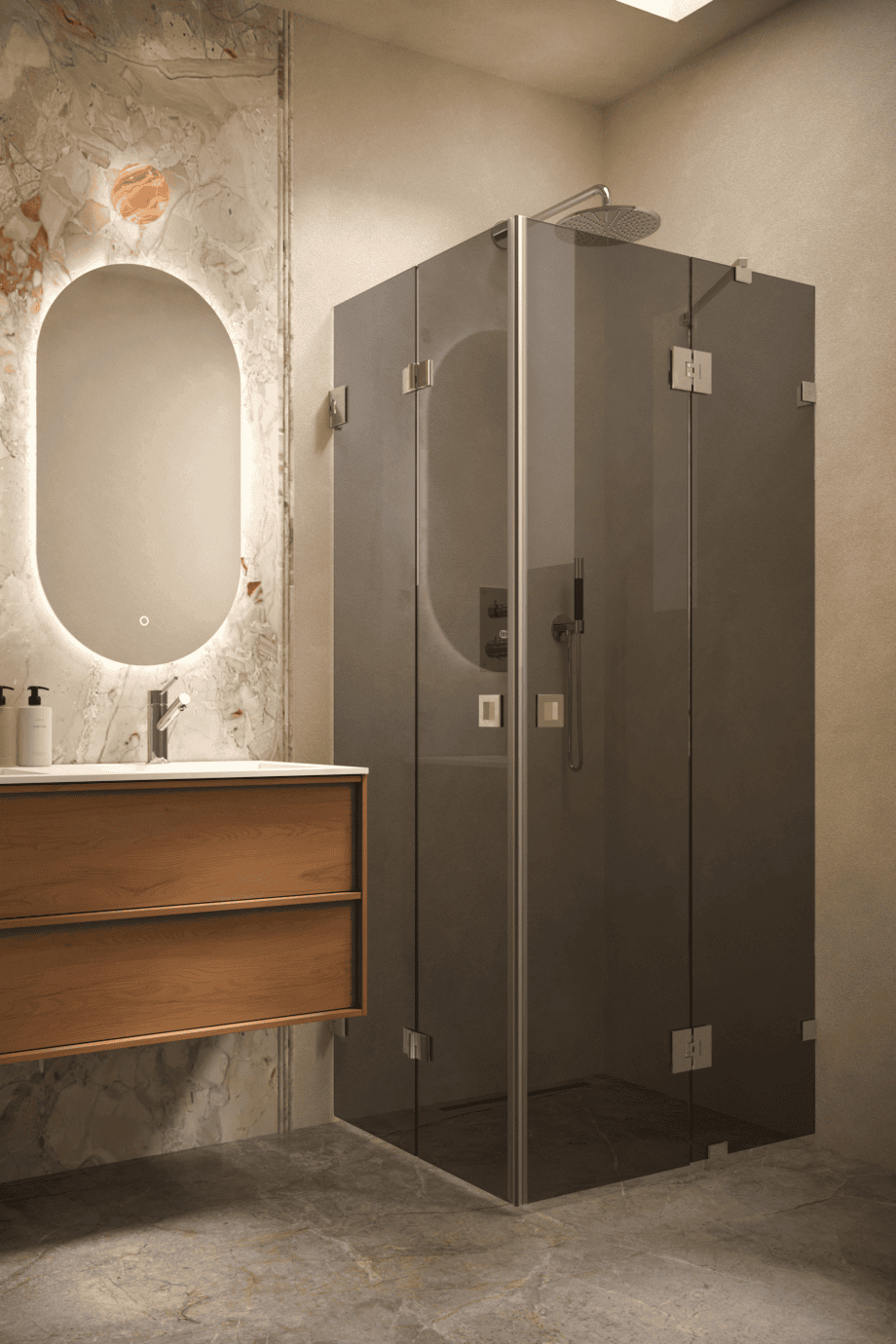 Shower enclosure Hietakari Vetro 547, chrome fittings, black glass