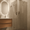 Shower enclosure Hietakari Vetro 547, brass fittings, bronze tinted glass