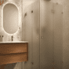 Shower enclosure Hietakari Vetro 547, brass fittings, satin frosted glass