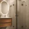 Shower enclosure Hietakari Vetro 547, black fittings, satin frosted glass