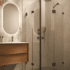Shower enclosure Hietakari Vetro 547, black fittings, super bright glass