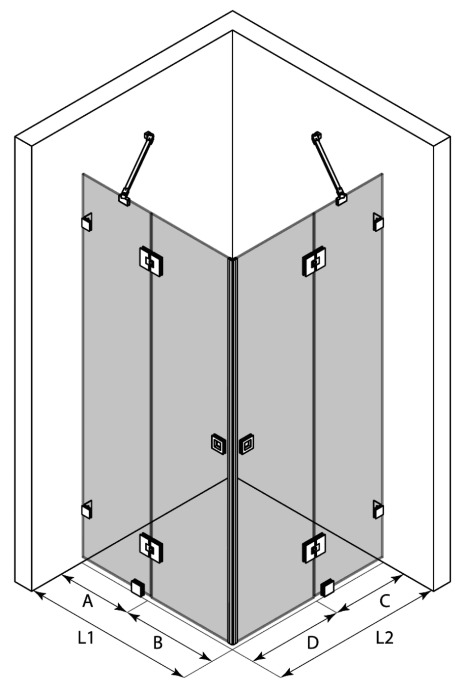 Shower enclosure Hietakari Vetro 548 – 3D drawing