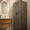 Shower enclosure Hietakari Vetro 548, Cocoa fittings, black glass