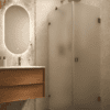 Shower enclosure Hietakari Vetro 548, Cocoa fittings, satin frosted glass