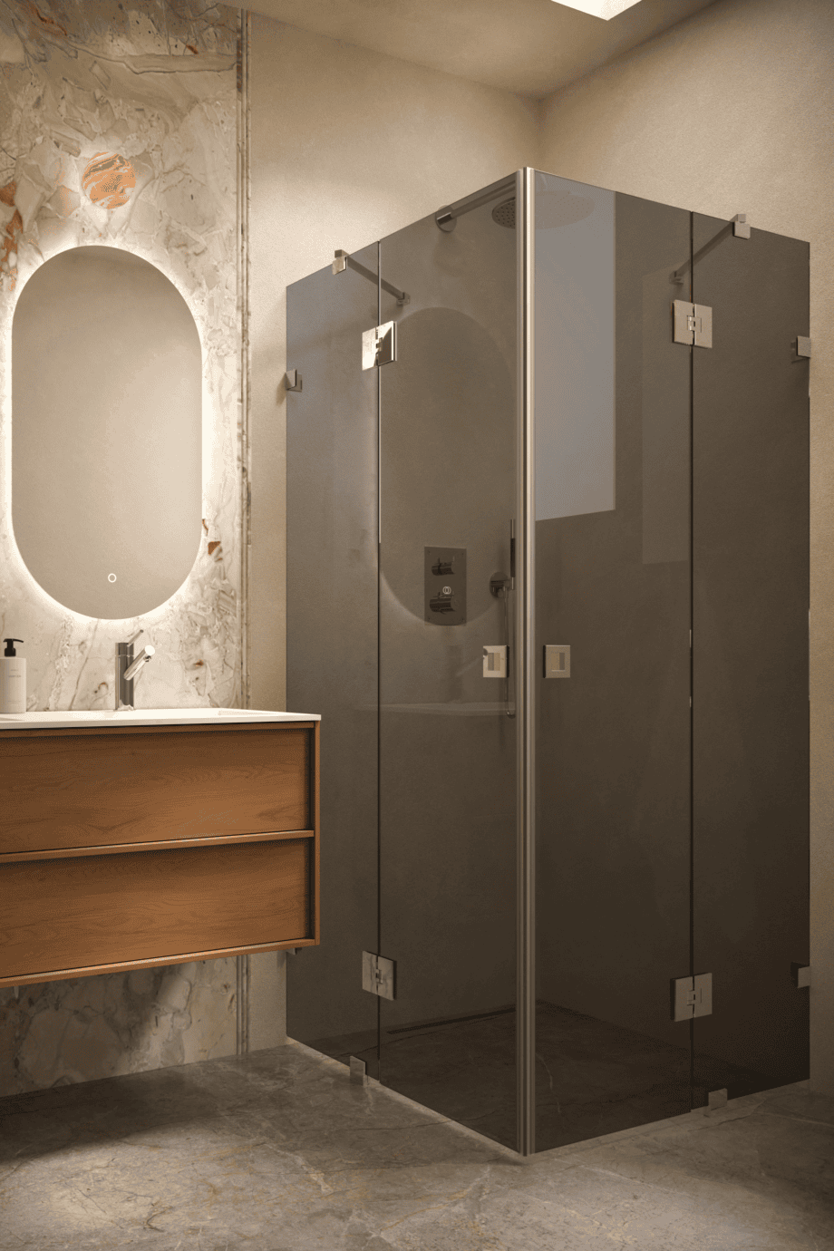 Shower enclosure Hietakari Vetro 548, chrome fittings, black glass