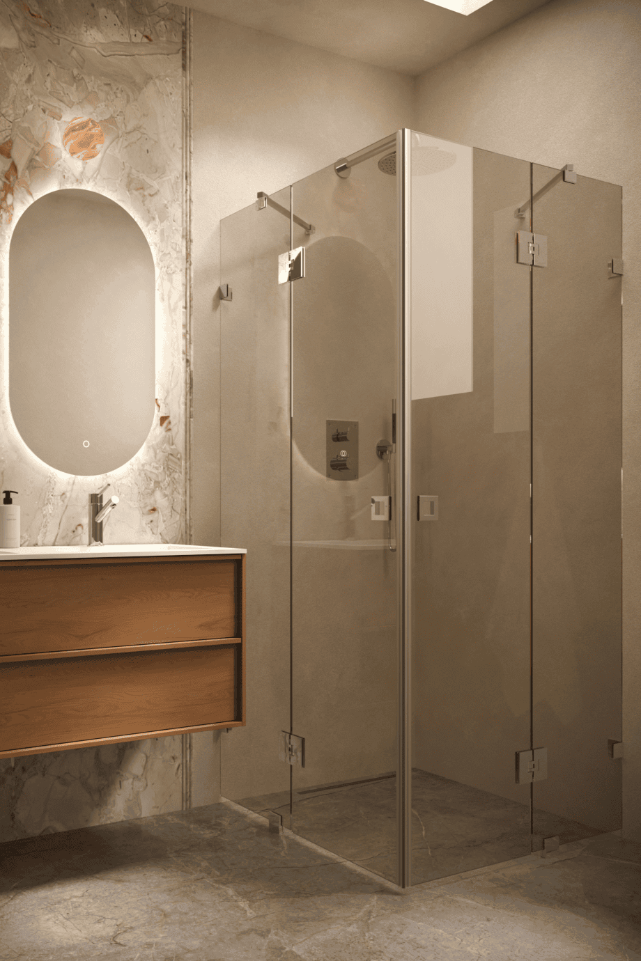Shower enclosure Hietakari Vetro 548, chrome fittings, bronze tinted glass