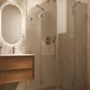 Shower enclosure Hietakari Vetro 548, brass fittings, bronze tinted glass