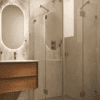 Shower enclosure Hietakari Vetro 548, brass fittings, super bright glass