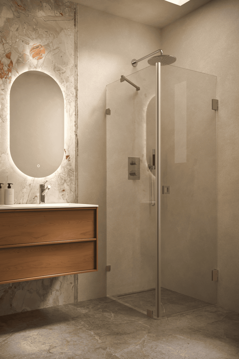 Shower enclosure Hietakari Vetro 548, Mocha fittings, clear glass