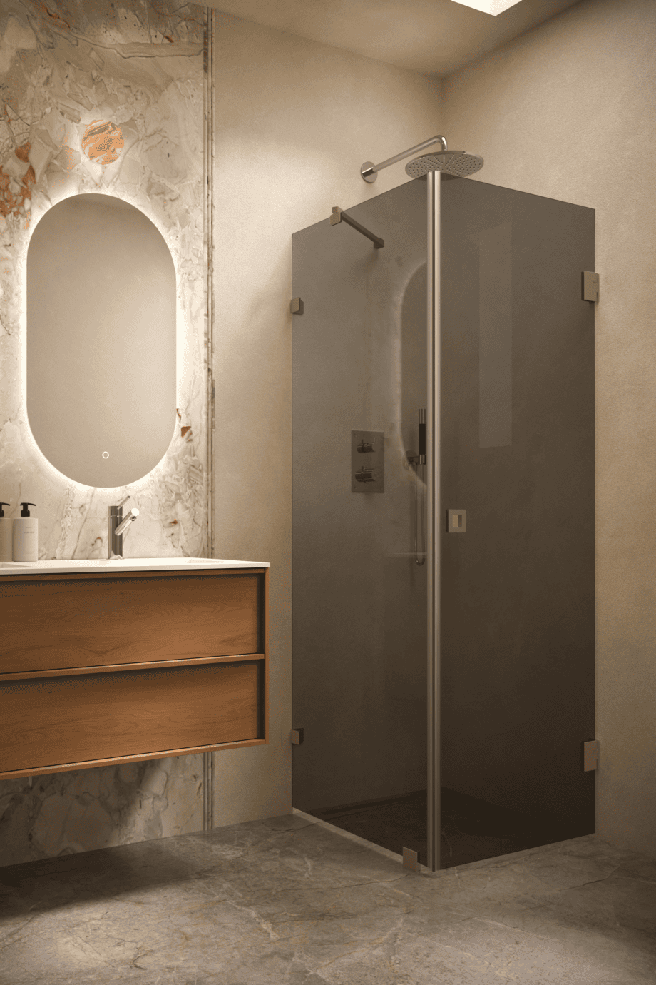 Shower enclosure Hietakari Vetro 548, Mocha fittings, black glass
