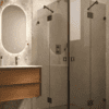 Shower enclosure Hietakari Vetro 548, black fittings, grey tinted glass
